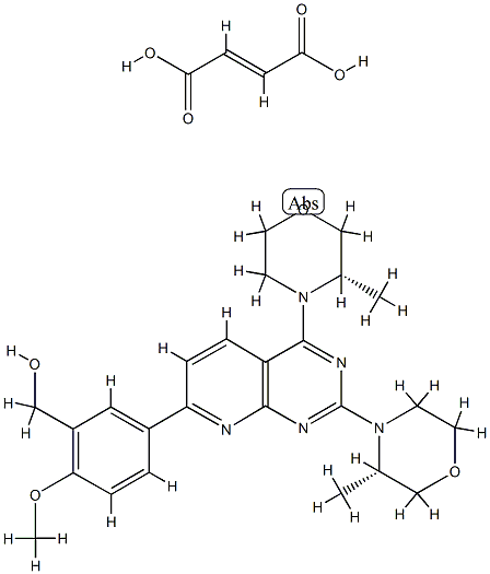 [5-[2,4-二((3S)-3-甲基吗啉-4-基)吡啶并[2,3-D]嘧啶-7-基]-2-甲氧基苯基]甲醇富马酸盐 结构式