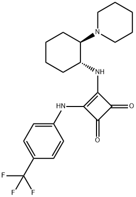 3-[[(1R,2R)-2-(1-哌啶基)环己基]氨基]-4-[[4-(三氟甲基)苯基]氨基]-3-环丁烯-1,2-二酮 结构式