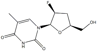1-(2-Fluoro-2,3-dideoxy-β-D-threo-pentofuranosyl)-5-methylpyrimidine-2,4(1H,3H)-dione 结构式