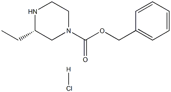 (S)-3-乙基哌嗪-1-羧酸苯甲酯盐酸盐 结构式