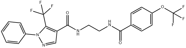 1-苯基-N-[2-[[4-(三氟甲氧基)苯甲酰]氨基]乙基]-5-(三氟甲基)-1H-吡唑-4-甲酰胺 结构式