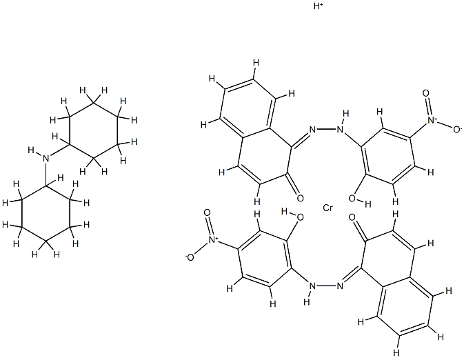 Chromate(1-), [1-[(2-hydroxy-4-nitrophenyl) azo]-2-naphthalenolato(2-)][1-[(2-hydroxy-5-nitrophenyl )azo]-2-naphthalenolato(2-)]-, hydrogen, compd. with N-cyclohexylcyclohexanamine (1:1) 结构式