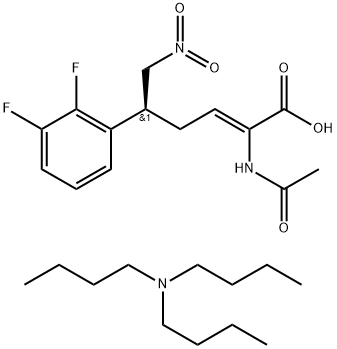 三丁胺(S,Z)-2-乙酰氨基-5-(2,3-二氟苯基)-6-硝基己-2-烯酸酯 结构式