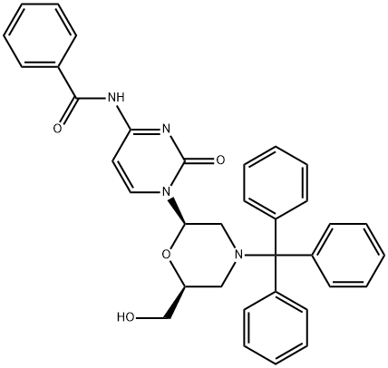 N-[1-[(2R,6S)-6-(羟甲基)-4-三苯甲基吗啉-2-基]-2-氧代-1,2-二氢嘧啶-4-基]苯甲酰胺 结构式