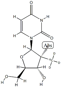 (2'R)-2'-脱氧-2'-氟-2'-(三氘甲基-<SUP>13</SUP>C)尿苷 结构式