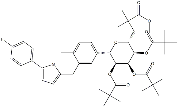 (1S)-1,5-脱水-1-C-[3-[[5-(4-氟苯基)-2-噻吩基]甲基]-4-甲基苯基]-D-山梨糖醇 2,3,4,6-四(2,2-二甲基丙酸酯) 结构式