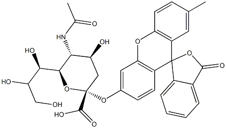 2-methyl-6-(5-acetamido-3,5-dideoxy-alpha-glycero-galacto-nonulopyranosylonic acid)xanthene-9-spiro-1'-isobenzofuran-3'-one 结构式