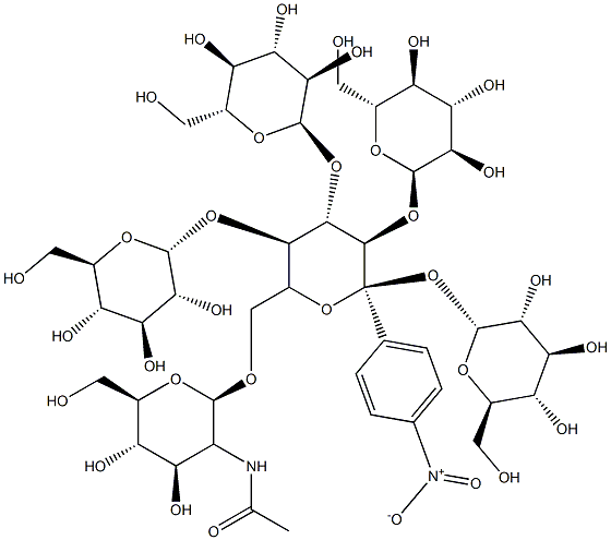 4-nitrophenyl-3(5)-O-N-acetylglucosaminyl-maltopentaoside 结构式