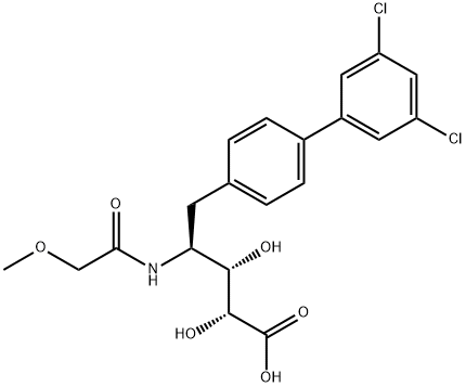 4,5-二脱氧-5-(3',5'-二氯[1,1'-联苯]-4-基)-4-[(2-甲氧基乙酰基)氨基]-L-阿拉伯糖酸 结构式