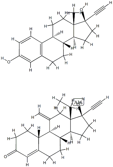 (17S)-13-ethyl-17-ethynyl-17-hydroxy-11-methylidene-2,6,7,8,9,10,12,14 ,15,16-decahydro-1H-cyclopenta[a]phenanthren-3-one, (8S,9S,13S,14S,17S )-17-ethynyl-13-methyl-7,8,9,11,12,14,15,16-octahydro-6H-cyclopenta[a] phenanthrene-3,17-diol 结构式