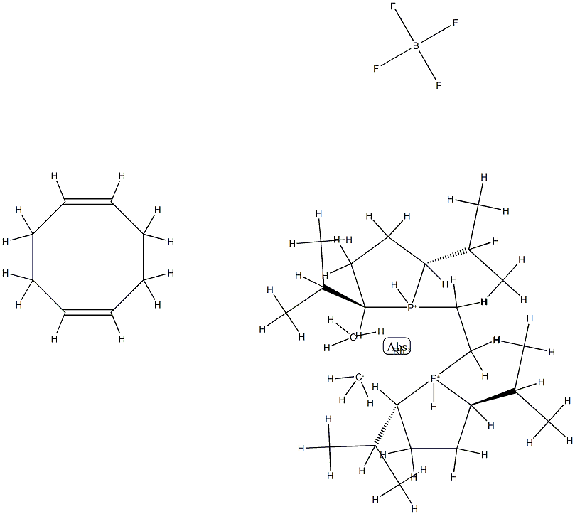 (-)-1,2-双[(2R,5R)-2,5-二异丙基膦]乙烷(1,5-环辛二烯)铑(I)四氟硼酸盐 结构式