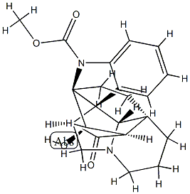 (3aR,10bR)-2,3,4,5,11,12-Hexahydro-5β-hydroxy-14-oxo-6H,13aαH-3aα,5aα-ethano-4β,11β-methano-1H-indolizino[8,1-cd]carbazole-6-carboxylic acid methyl ester 结构式