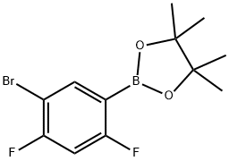 2,4-二氟-5-溴苯基硼酸频醇酯 结构式