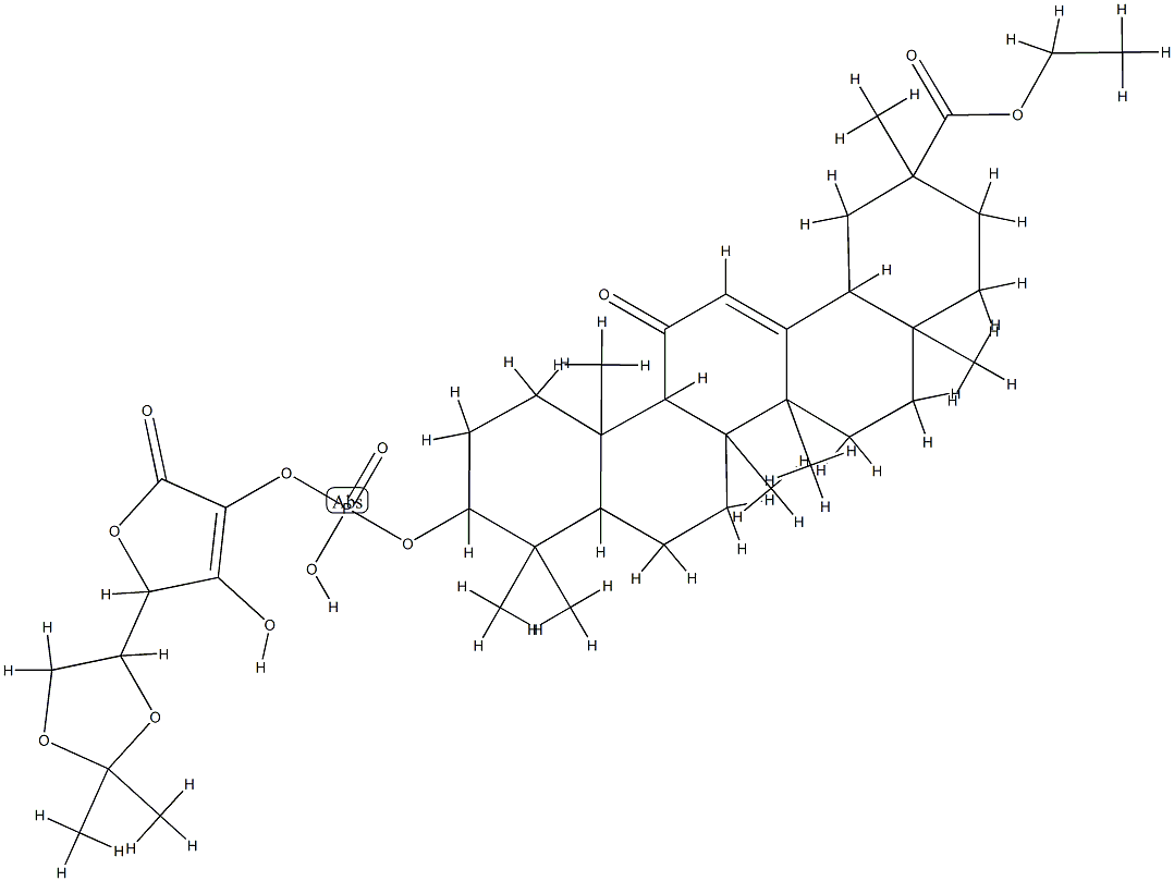 ascorbic acid 2-(11-oxoolean-12-en-29-oic acid ethyl ester 3-yl-phosphate) 结构式