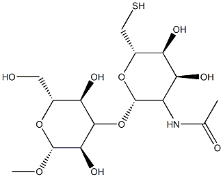 beta-D-Galactopyranoside, methyl 3-O-(2-(acetylamino)-2-deoxy-6-thio-b eta-D-glucopyranosyl)- 结构式