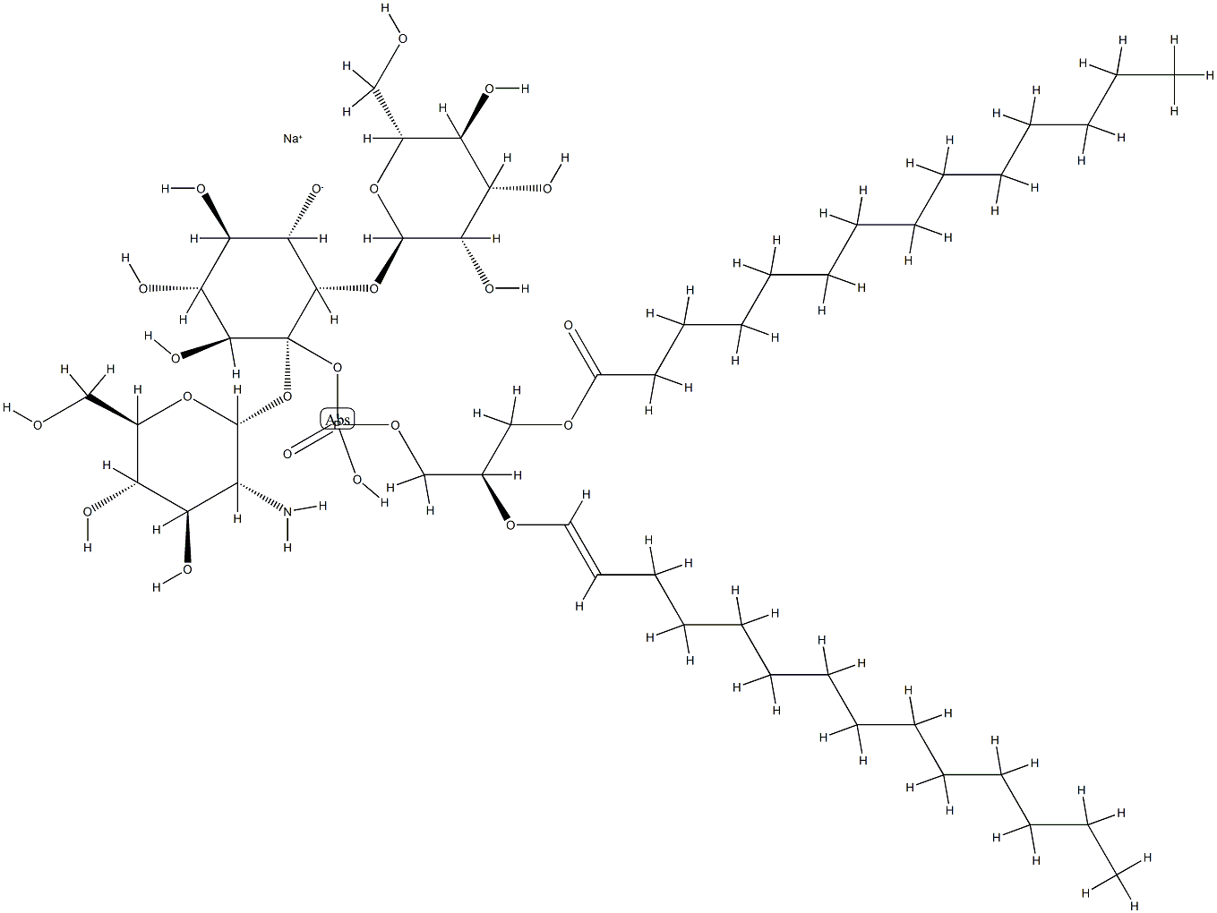 O-mannopyranosyl-1-4-O-2-amino-2-deoxyglucopyranosyl-1-6-myo-inositol 1-(1,2-di-O-myristoyl-sn-glycer-3-yl hydrogen phosphate) 结构式