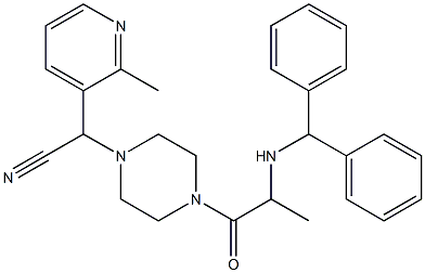 2-(N-(diphenylmethyl)amino)propanoic acid-4-((2-methyl-3-pyridinyl)cyanomethyl)piperazine 结构式