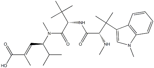 L-Valinamide, N,b,b,1-tetramethyl-L-tryptophyl-N-[(1S,2E)-3-carboxy-1-(1-methylethyl)-2-buten-1-yl]-N,3-dimethyl- 结构式