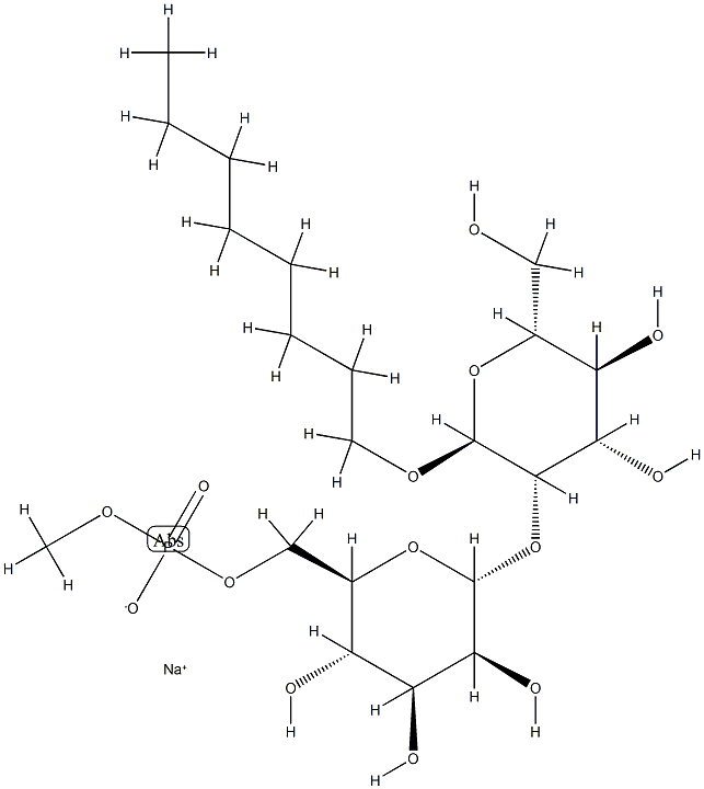 octyl 2-O-(mannopyranosyl-6-methylphosphate)mannopyranoside 结构式