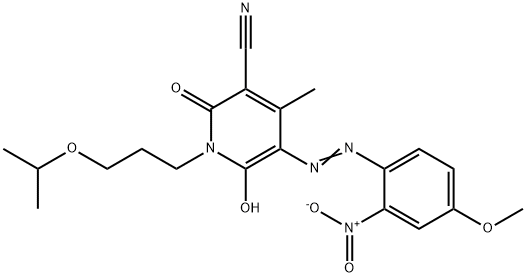 3-Pyridinecarbonitrile, 1,2-dihydro-6-hydroxy-5-(4-methoxy-2-nitrophenyl)azo-4-methyl-1-3-(1-methylethoxy)propyl-2-oxo- 结构式