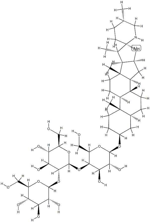 beta-D-Galactopyranoside, (3beta,5alpha,22beta,25S)-spirosolan-3-yl O-beta-D-glucopyranosyl-(1-2)-O-beta-D-glucopyranosyl-(1-4)- 结构式