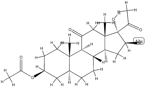 [(3S,5S,8S,9S,10S,13S,14S,16S,17R)-17-acetyl-16-bromo-17-hydroxy-10,13 -dimethyl-11-oxo-2,3,4,5,6,7,8,9,12,14,15,16-dodecahydro-1H-cyclopenta [a]phenanthren-3-yl] acetate 结构式