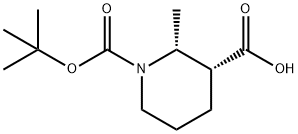 (2R,3R}-1-叔丁氧羰-2-甲基哌啶-3-羧酸 结构式