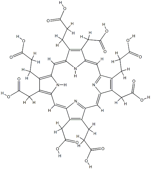 3,8,13,17-tetrakis(carboxymethyl)porphyrin-2,7,12,18-tetrapropanoic acid 结构式