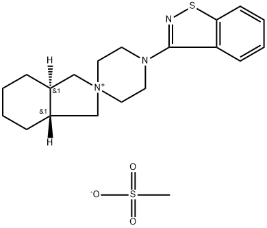 (3AR,7AR)-4'-(1,2-苯并异噻唑-3-基)八氢螺[2H-异吲哚-2,1'-哌嗪]甲磺酸盐 结构式