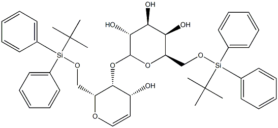 6,6`-二-O-(叔丁基二苯基甲硅烷基)-D-呋喃葡烯糖-5-半乳糖苷 结构式