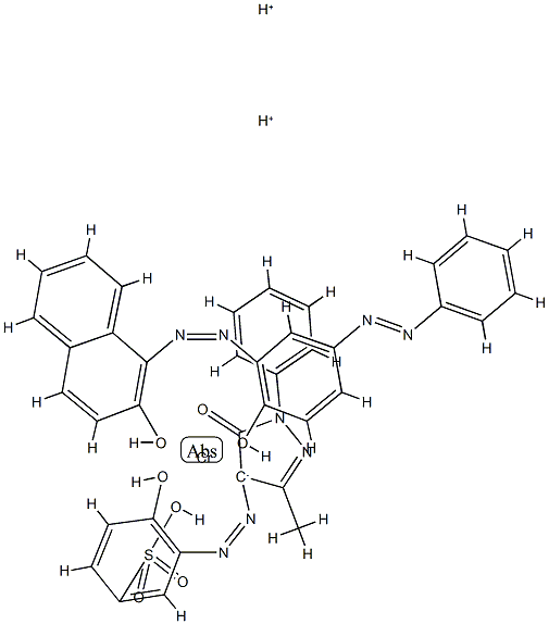 dihydrogen [4-hydroxy-3-[(3-methyl-5-oxo-1-phenyl-2-pyrazolin-4-yl)azo]benzene-1-sulphonato(3-)][1-[[2-hydroxy-5-(phenylazo)phenyl]azo]-2-naphtholato(2-)]chromate(2-) 结构式