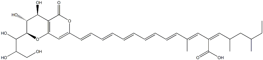 (2Z,3E,5E,7E,9E,11E,13E)-14-[(7S,8R,9R)-7,8-dihydroxy-5-oxo-9-(1,2,3-t rihydroxypropyl)-4,10-dioxabicyclo[4.4.0]deca-2,11-dien-3-yl]-2-(2,4-d imethylhexylidene)-4-methyl-tetradeca-3,5,7,9,11,13-hexaenoic acid 结构式