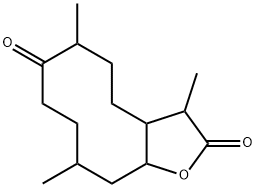 9α-Hydroxy-8-isopropyl-5ξ-methyl-4-oxocyclodecane-1ξ-carboxylic acid γ-lactone 结构式