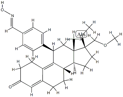 (8S,11S,13S,14S,17S)-11-[4-[(E)-hydroxyiminomethyl]phenyl]-17-methoxy- 17-(methoxymethyl)-13-methyl-1,2,6,7,8,11,12,14,15,16-decahydrocyclope nta[a]phenanthren-3-one 结构式