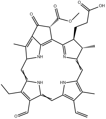 [3S-(3alpha,4beta,21beta)]-14-ethyl-13-formyl-21-(methoxycarbonyl)-4,8,18-trimethyl-20-oxo-9-vinylphorbine-3-propionic acid  结构式