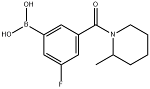 (3-氟-5-(2-甲基哌啶-1-羰基)苯基)硼酸 结构式
