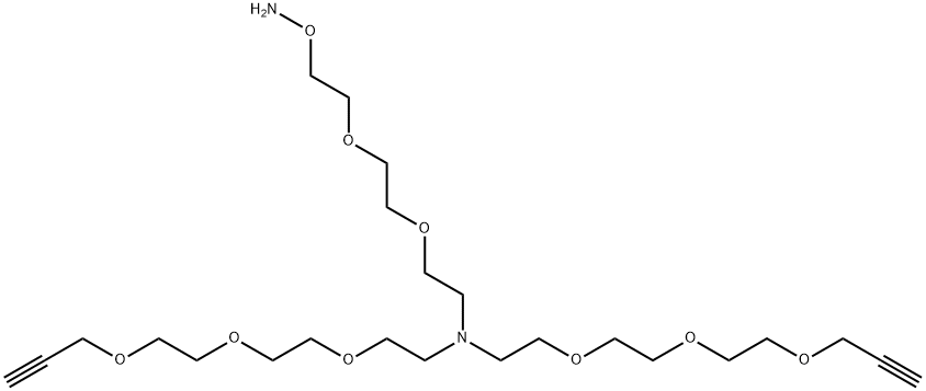N-(Aminooxy-PEG2)-N-bis(PEG3-propargyl) 结构式