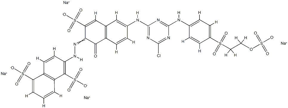 1,5-Naphthalenedisulfonic acid, 2-6-4-chloro-6-4-2-(sulfooxy)ethylsulfonylphenylamino-1,3,5-triazin-2-ylamino-1-hydroxy-3-sulfo-2-naphthalenylazo-, sodium salt 结构式