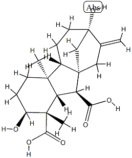 2β,7-Dihydroxy-1β,4aα-dimethyl-8-methylenegibbane-1α,10β-dicarboxylic acid 结构式