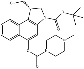 (1S)-1-(氯甲基)-1,2-二氢-5-[[(4-甲基-1-哌嗪基)羰基]氧基]-3H-苯并[E]吲哚-3-羧酸叔丁酯 结构式