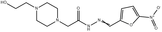 N'-[(5-Nitrofuran-2-yl)methylene]-4-(2-hydroxyethyl)-1-piperazineacetic acid hydrazide 结构式