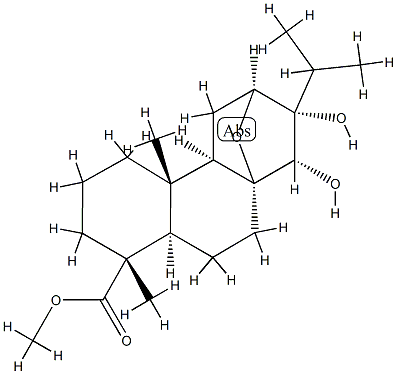 (8α)-8,12α-Epoxy-13α,14α-dihydroxy-13-isopropylpodocarpan-18-oic acid methyl ester 结构式