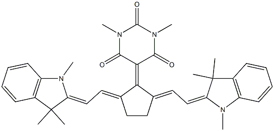 2-[2-[3-[2-(1,3-二氢-1,3,3-三甲基-2H-吲哚-2-亚基)乙亚基]-2-(六氢-1,3-二甲基-2,4,6-三氧代-5-嘧啶基)-1-环戊烯-1-基]乙烯基]-1,3,3-三甲基-3H-吲哚内盐 结构式