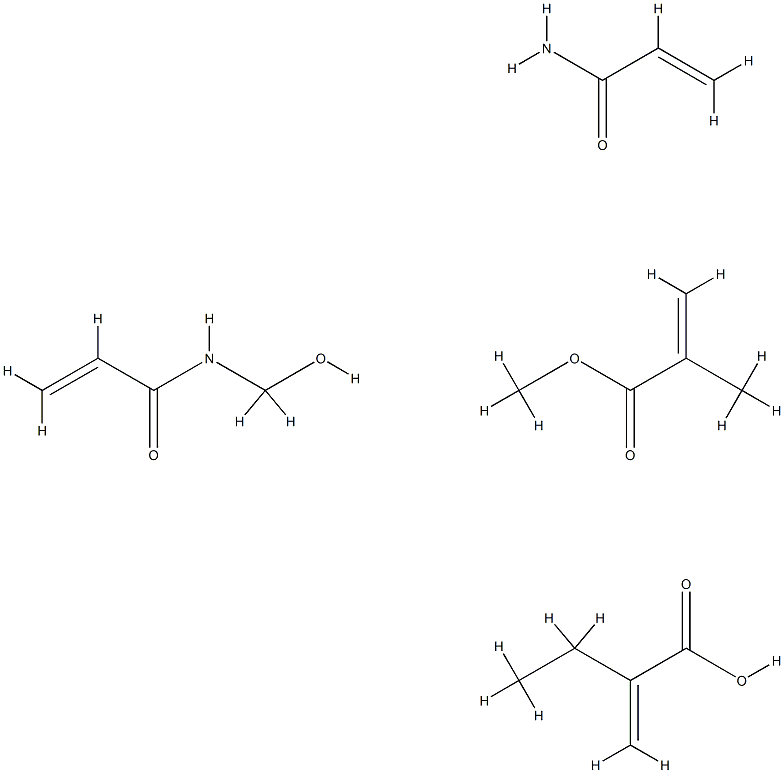 2-Propenoic acid, 2-methyl-, methyl ester, polymer with ethyl 2-propenoate, N-(hydroxymethyl)-2-propenamide and 2-propenamide 结构式