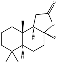 (3aS)-3aα,6,6,9aβ-Tetramethyl-3a,4,5,5aα,6,7,8,9,9a,9bα-decahydronaphtho[2,1-b]furan-2(1H)-one 结构式