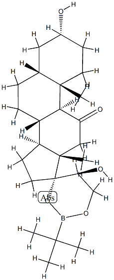 (20S)-17,21-[(tert-Butylboranediyl)bisoxy]-3α,20-dihydroxy-5β-pregnan-11-one 结构式