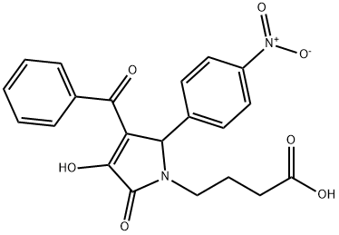 4-(3-benzoyl-4-hydroxy-2-{4-nitrophenyl}-5-oxo-2,5-dihydro-1H-pyrrol-1-yl)butanoic acid 结构式