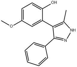 4-methoxy-2-(5-methyl-3-phenyl-1H-pyrazol-4-yl)phenol 结构式