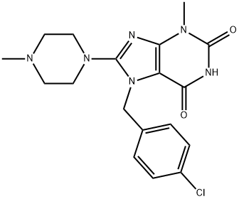 7-(4-chlorobenzyl)-3-methyl-8-(4-methylpiperazin-1-yl)-3,7-dihydro-1H-purine-2,6-dione 结构式