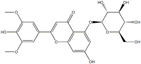 3',5'-Dimethoxy-4',7-dihydroxy-5-(β-D-glucopyranosyloxy)flavone 结构式